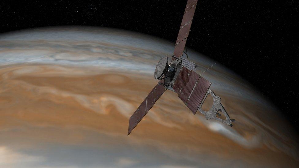 The Juno spacecraft above Jupiter on 7 July 2015.