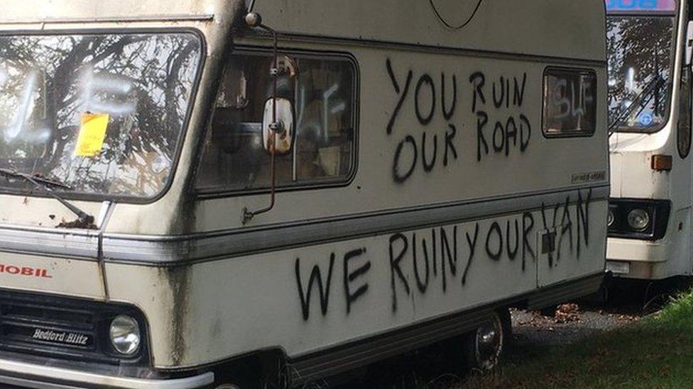 Vandalised parked van