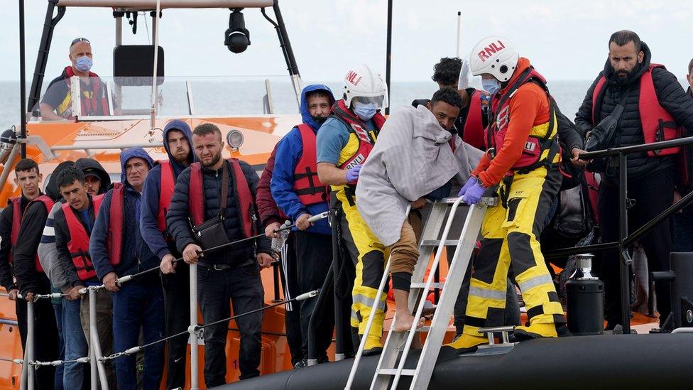 Migrants rescued from the Channel