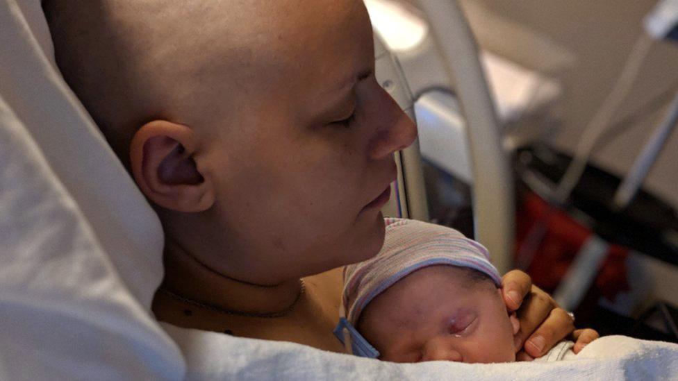 Sarah Hanan and her newborn baby
