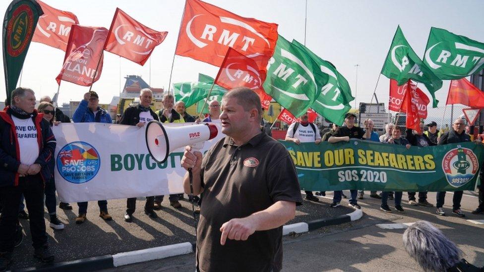 A protest at Cairnryan on 23 March