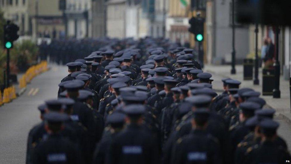 Funeral procession of Garda Tony Golden passing through Blackrock