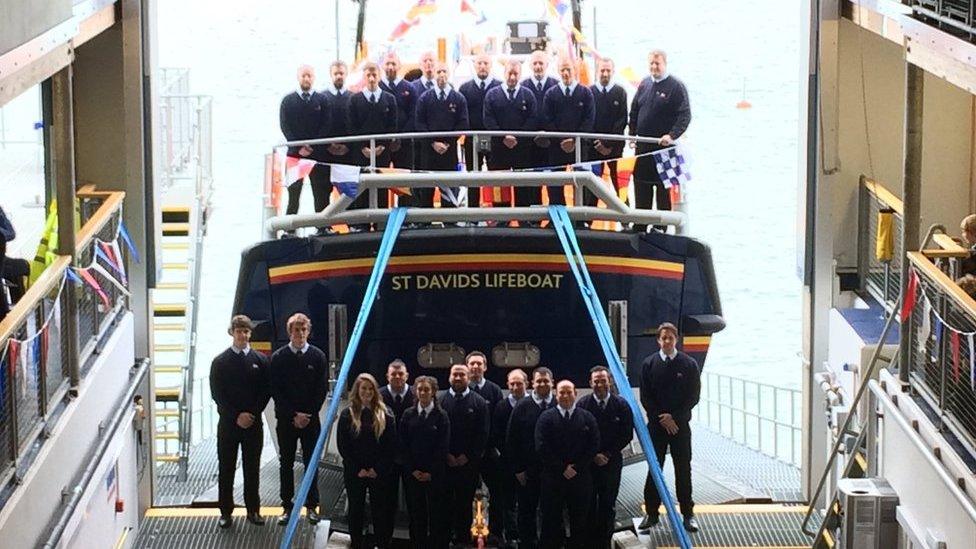 St Davids RNLI crew with Norah Wortley lifeboat