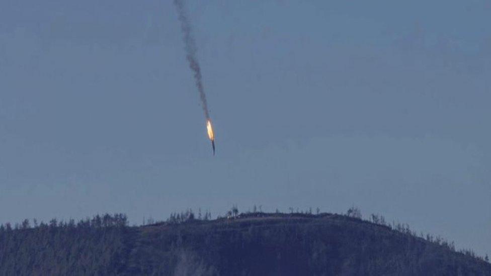 Burning Russian plane. Photo: 24 November 2015