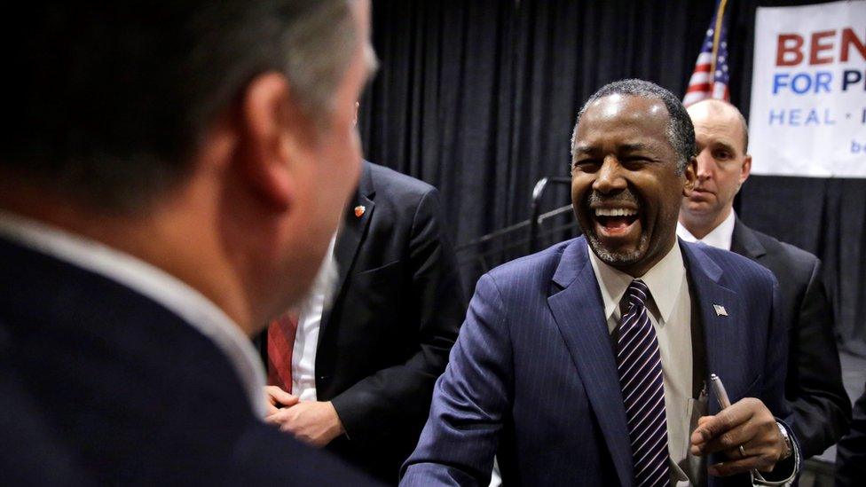 Republican presidential candidate Ben Carson greets supporters after a town hall meeting Sunday, Feb. 21, 2016, in Reno, Nev.