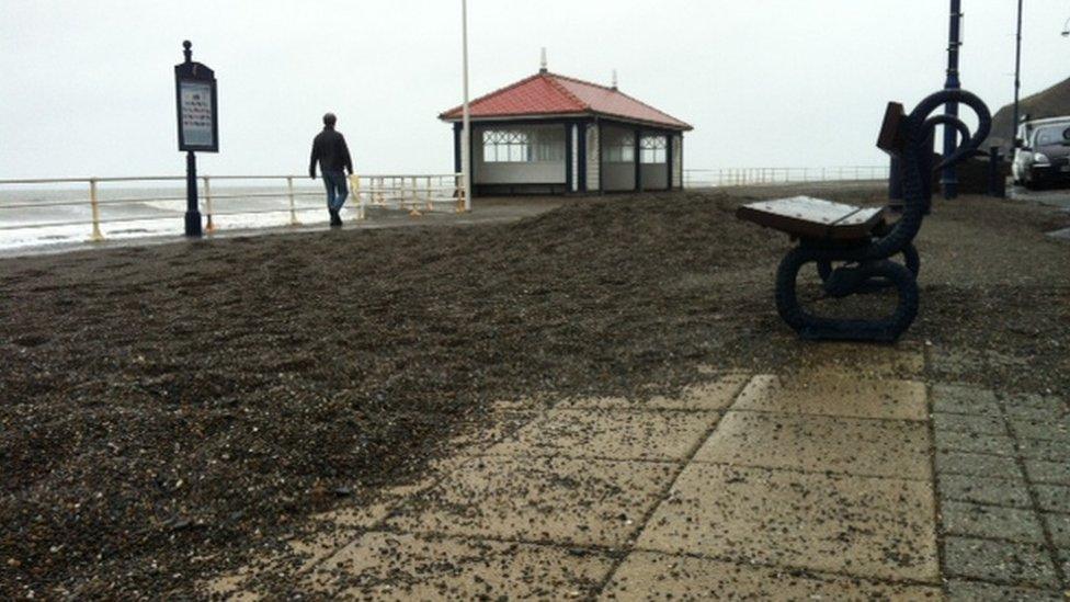 Shingle from the beach ended up on Aberystwyth promenade