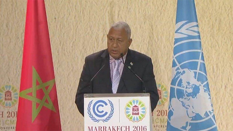 Frank Bainimarama at climate talks