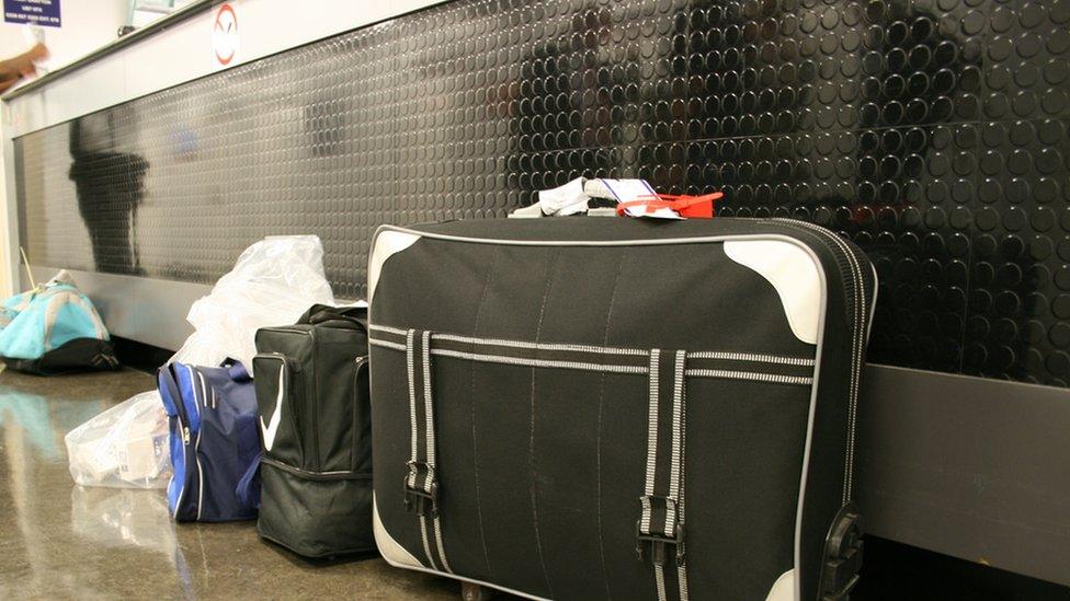 Detainees' bags at Colnbrook immigration removal centre near Heathrow