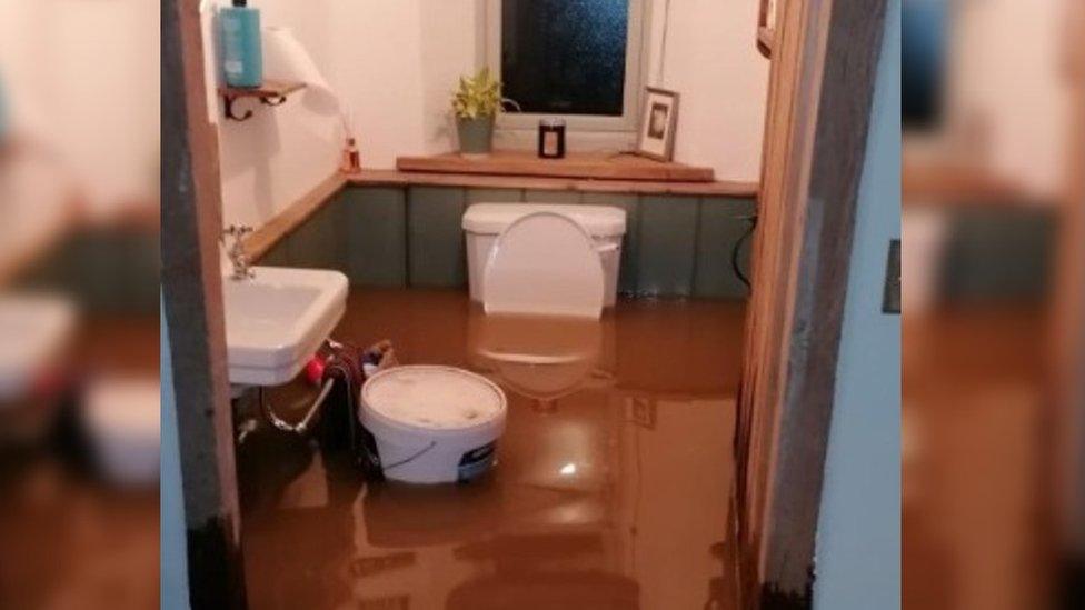 Toilet flooded inside home