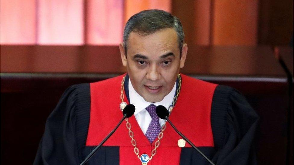 Venezuela"s Supreme Court President Maikel Moreno speaks during a ceremony to mark the opening of the judicial year at the Supreme Court of Justice (TSJ), in Caracas, Venezuela, January 24, 2019.