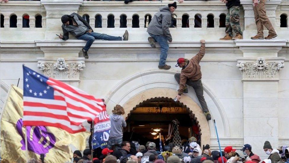 A mob loyal former US President Donald storm the Congress building in Washington DC. Photo: 6 January 2021