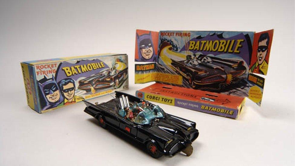 A Corgi Batmobile toy