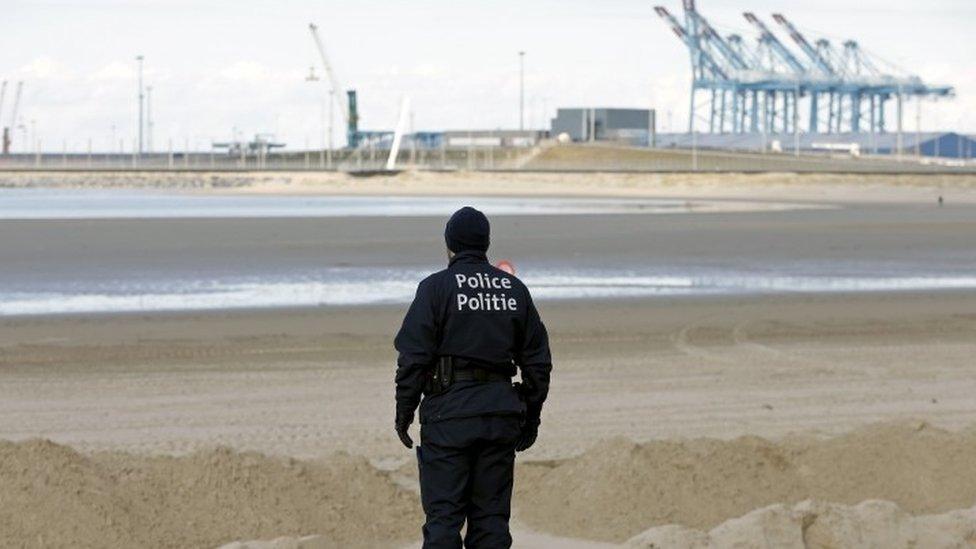 Belgian police officer near Zeebrugge port