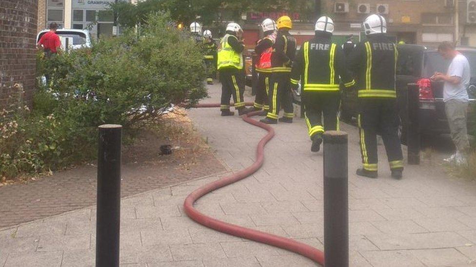 Firefighters tackle blaze