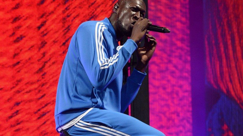 Stormzy performing at Glastonbury