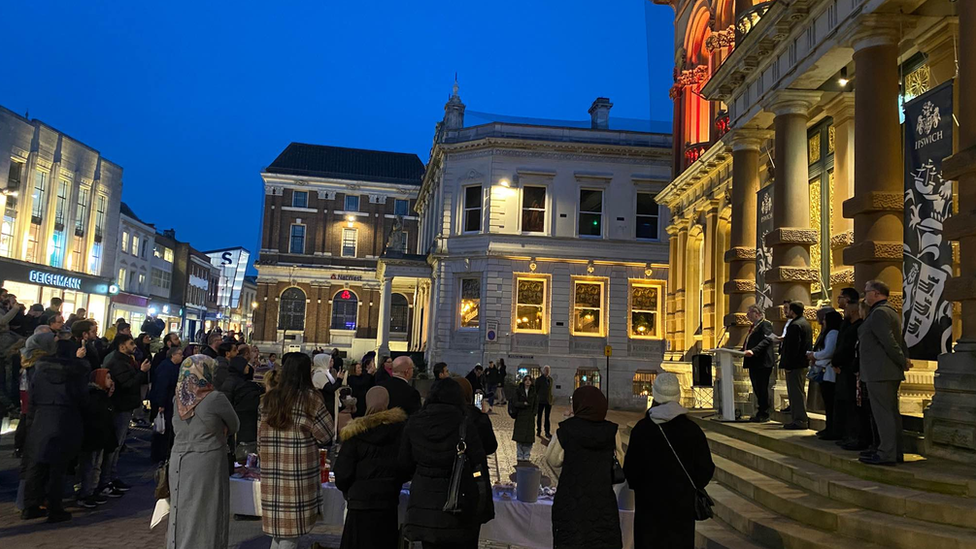 Vigil outside town hall in Ipswich