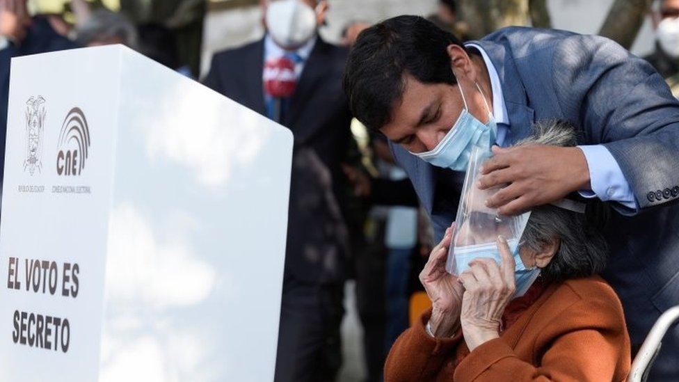 Andrés Arauz embraces his grandmother