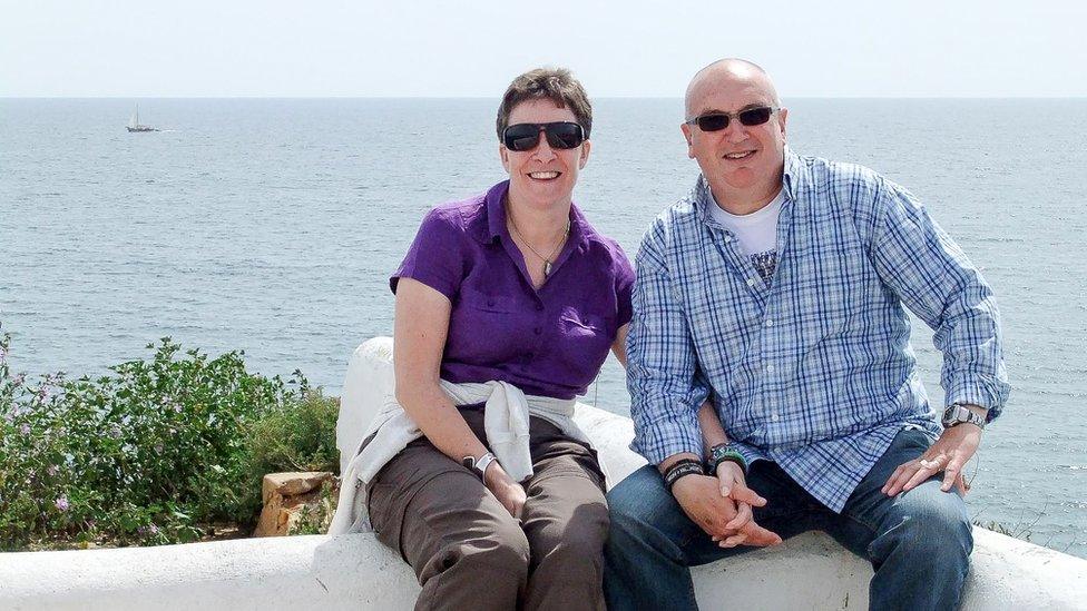 Image shows Alyson Sheldrake and her husband, David