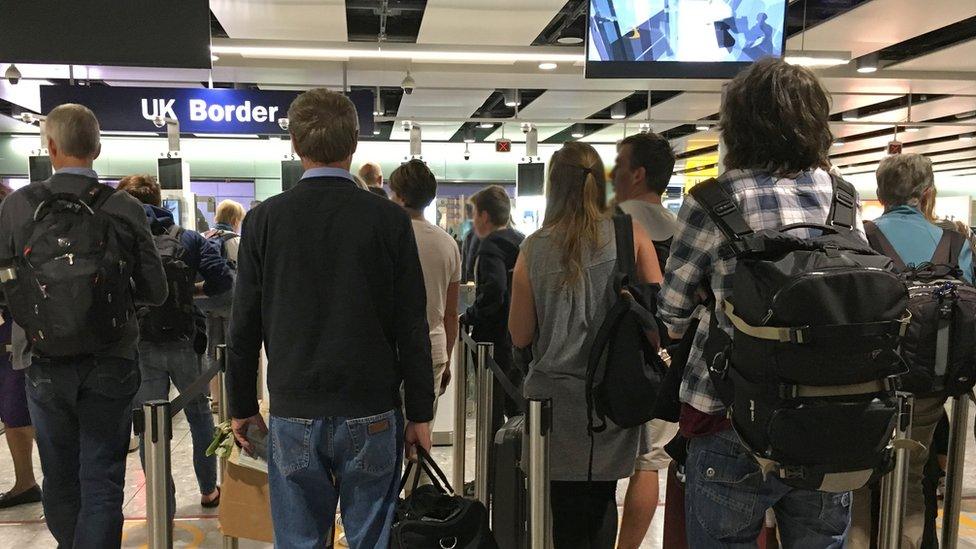 Passport control at Heathrow