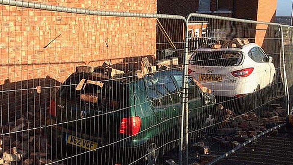 Cars damaged in Pelton