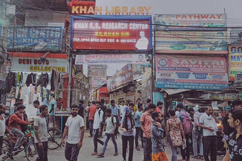 Patna's busy Musallahpur area is crowded with coaching centres for defence - and other jobs