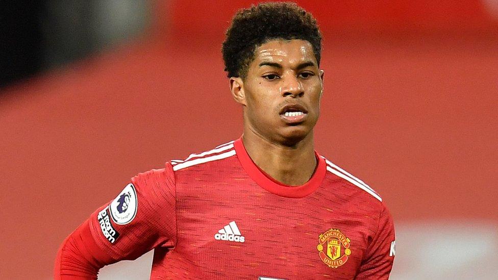 Marcus Rashford playing for Manchester United