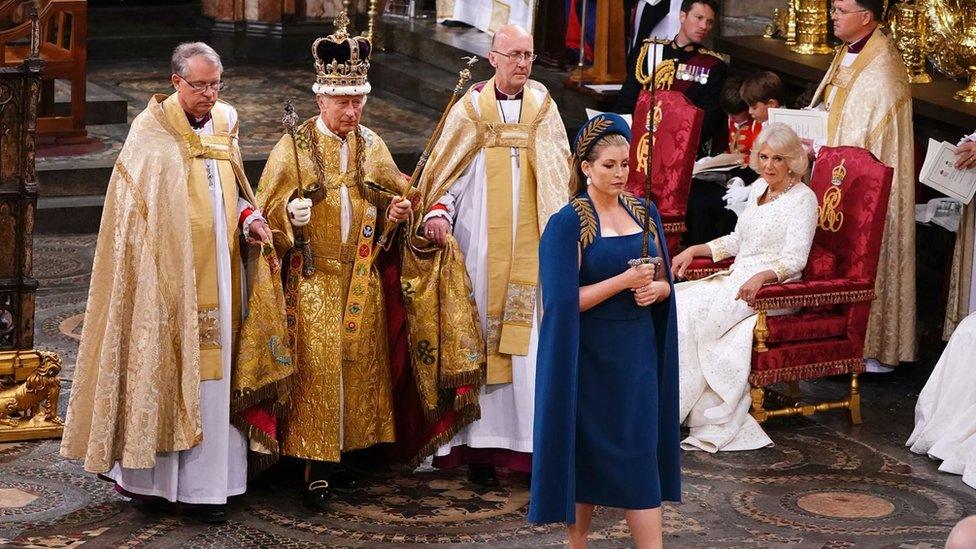 Penny Mordaunt and the King at the King's Coronation in Westminster Abbey