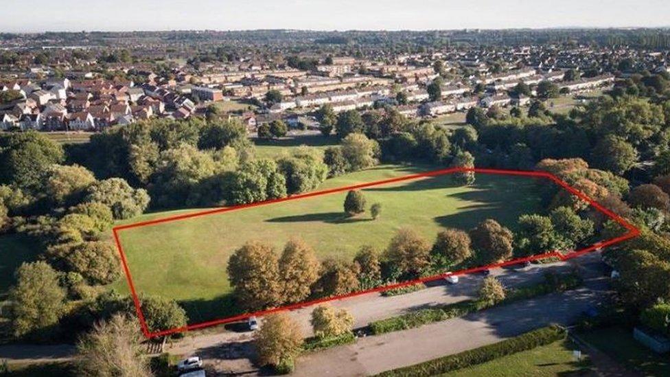 The land at Moredon Rec shown from the air