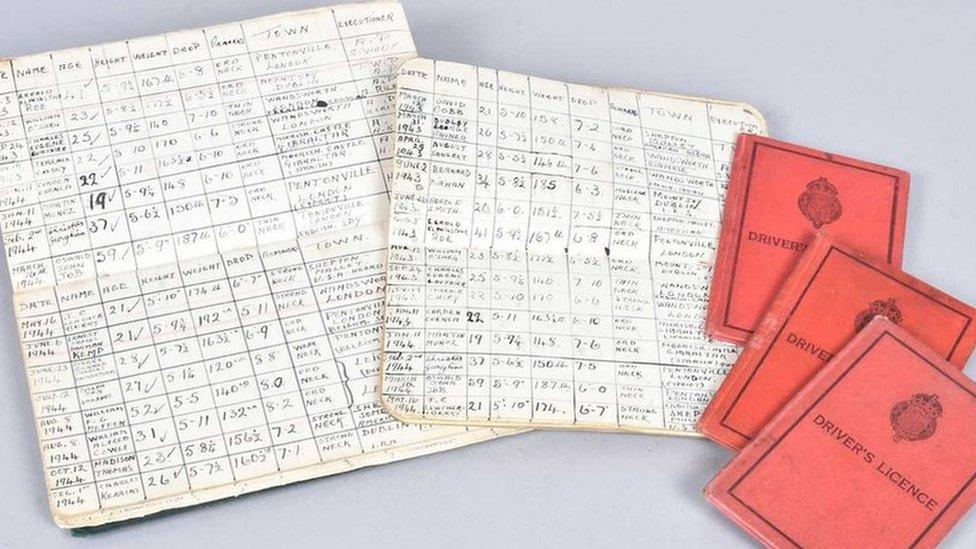 Notebooks of Albert Pierrepoint listing executed prisoners