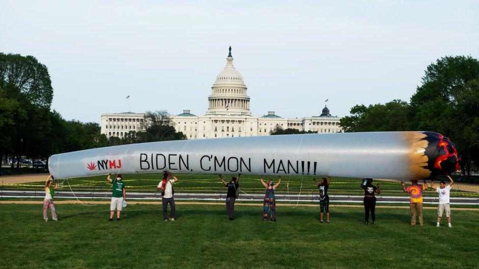 Cannabis justice advocates in front of the US Capitol last year