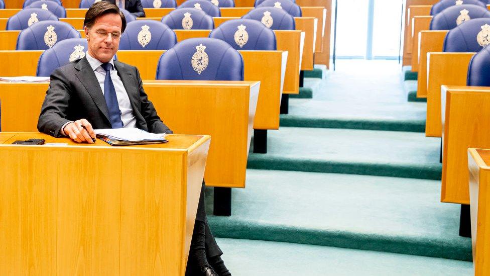 Mark Rutte during the debate in parliament on 1 April 2021