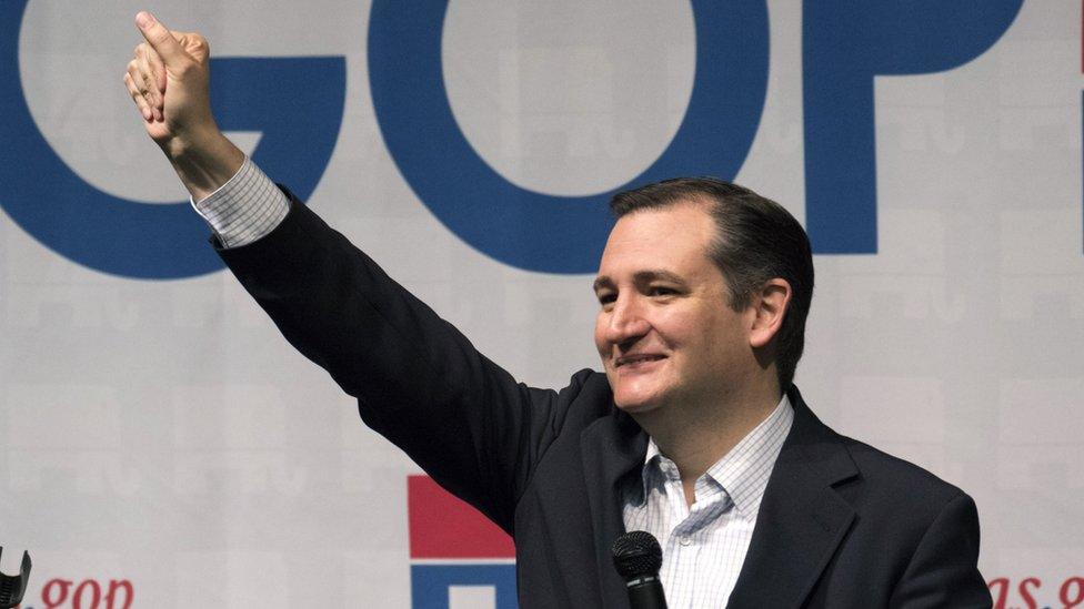 Ted Cruz raises a fist in Kansas.