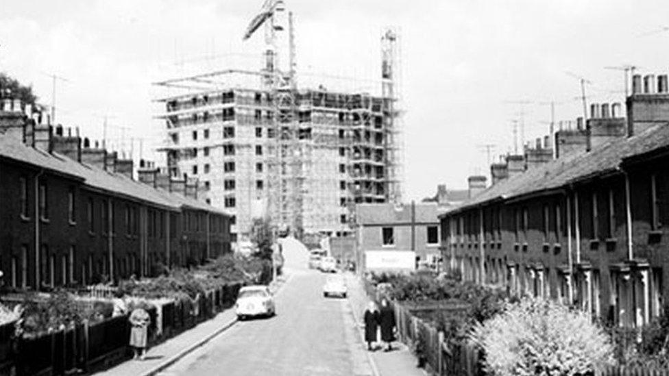 Normandie Tower being built in 1966