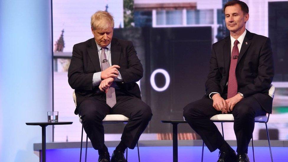 Boris Johnson and Jeremy Hunt at BBC leadership debate