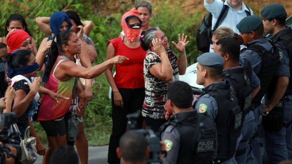 Relatives gathered outside the jail in Manaus once news of the riot broke on Sunday, 3 Jan 2017