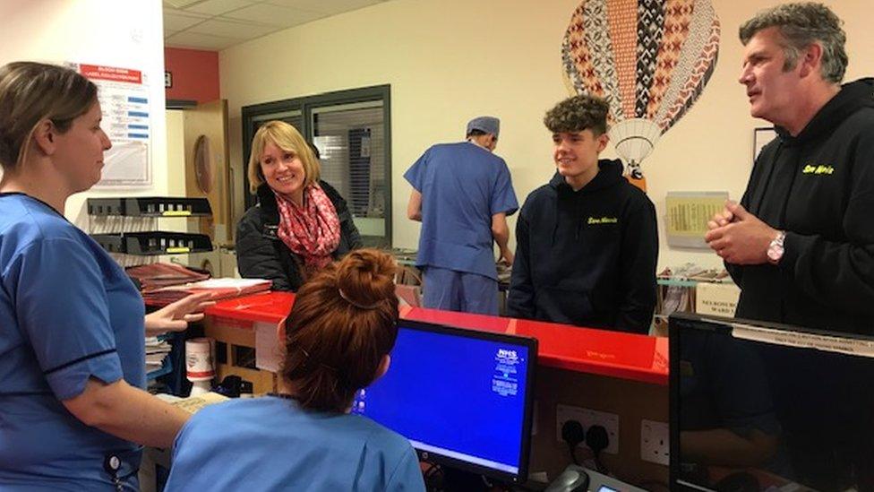 Sam Norris and family at hospital