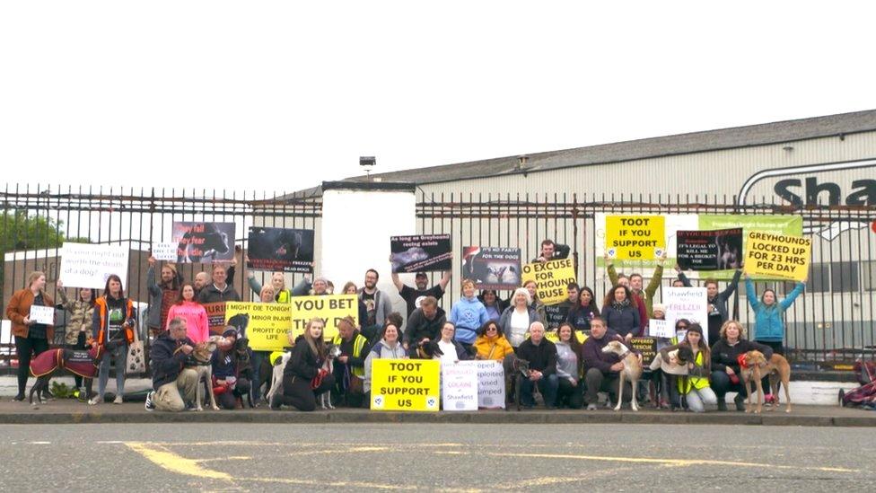 Protesters at Shawfield