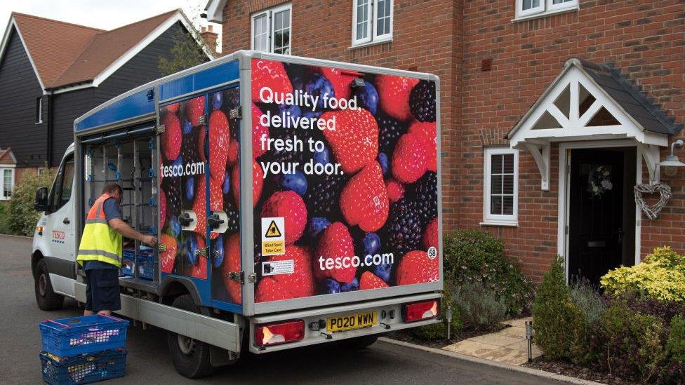 A Tesco home delivery van