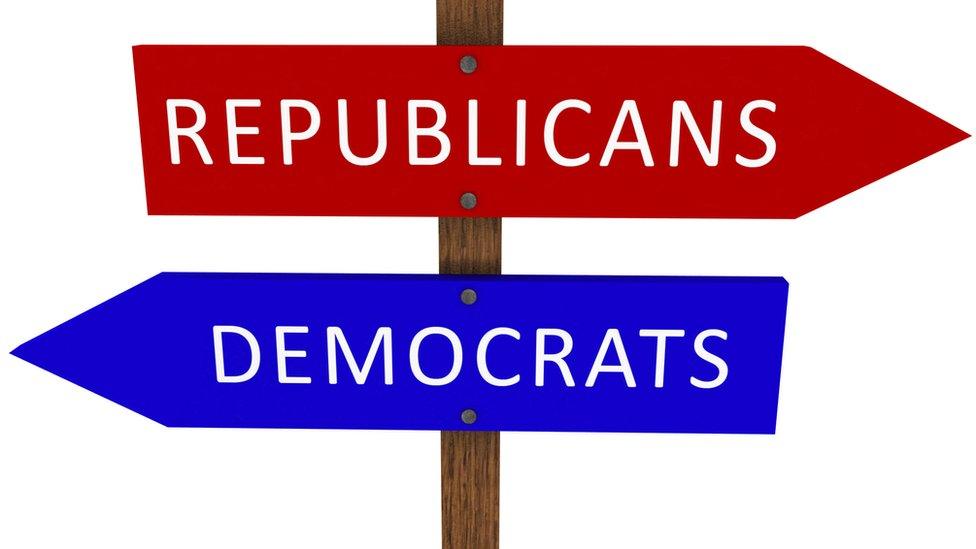 Republican and Democrat sign