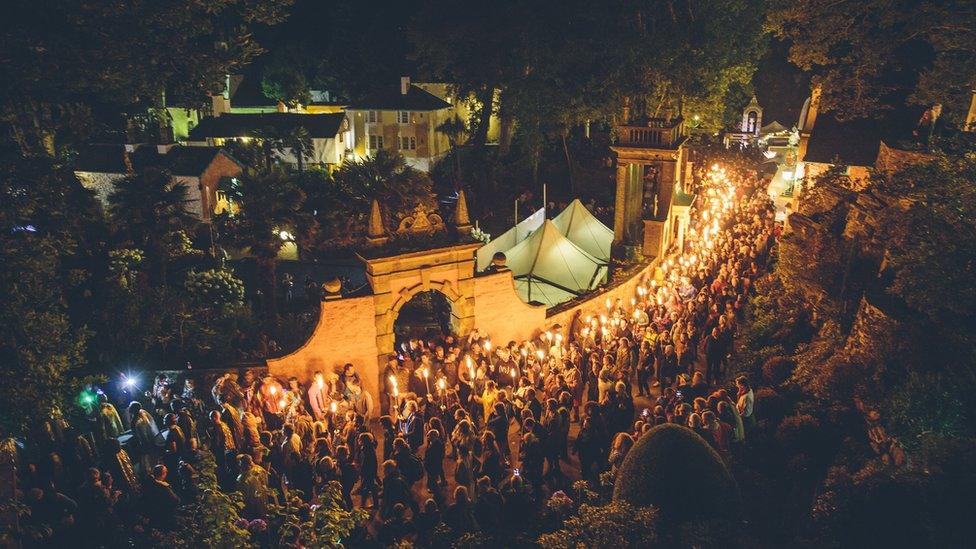 The nightly candle-lit procession through Portmeirion Village at Festival No 6.