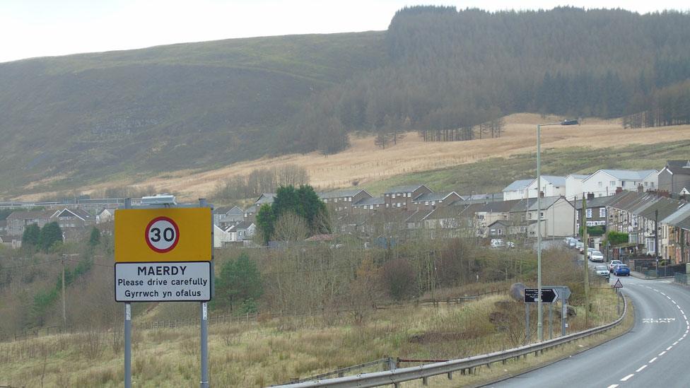 Maerdy village from the mountain road