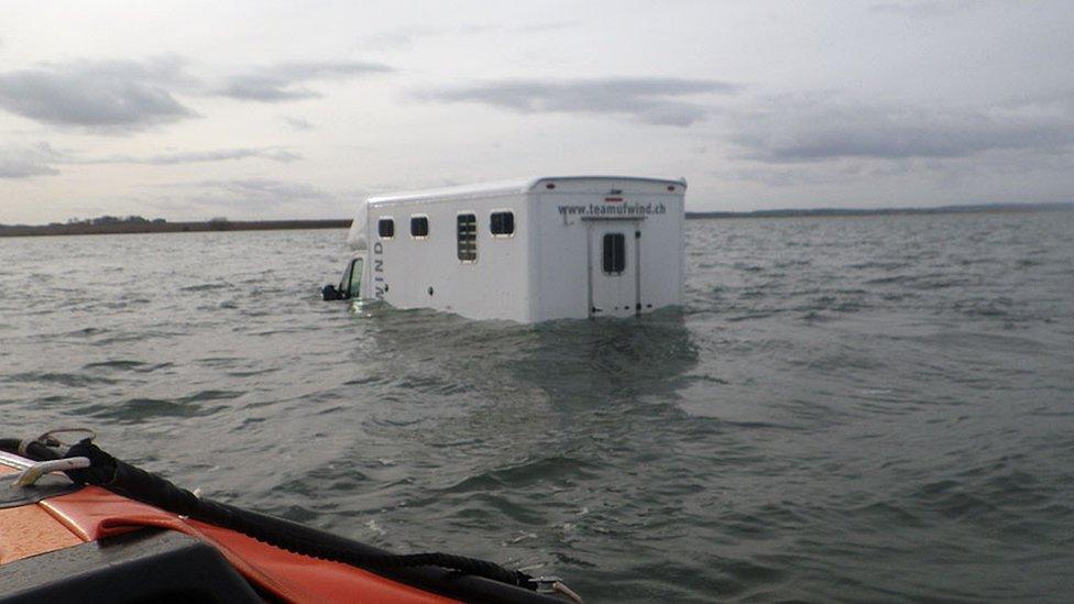 Partially submerged vehicle