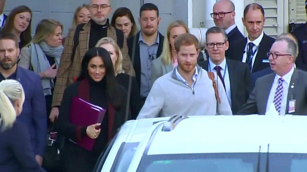 The Duke and Duchess of Sussex arriving in Sydney