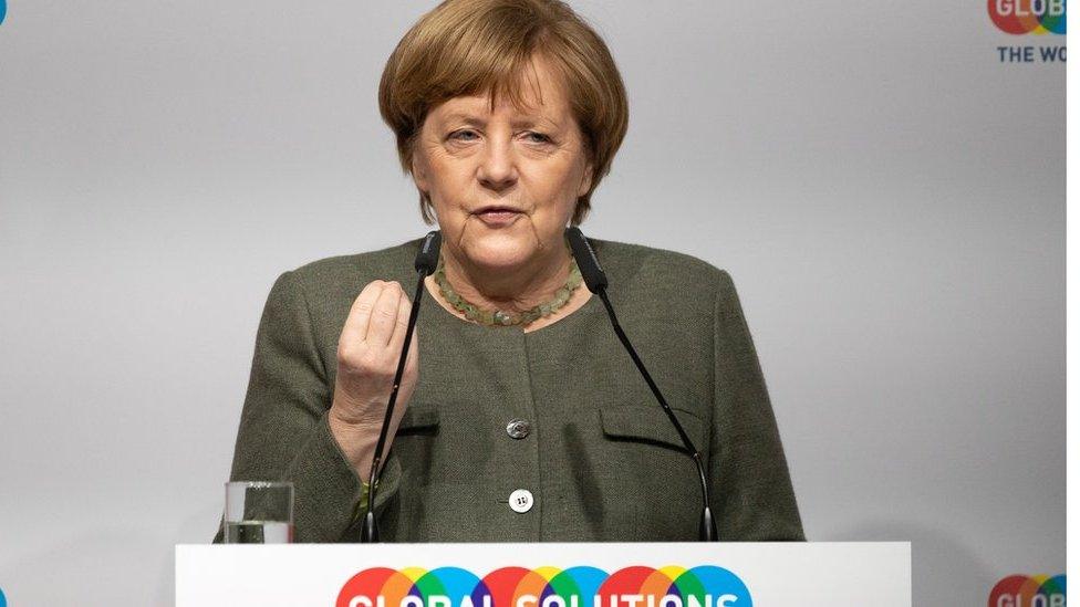 German Chancellor Angela Merkel speaks during the Global Solutions Summit in Berlin, Germany, 19 March 2019