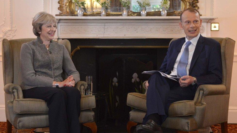 Theresa May being interviewed by Andrew Marr