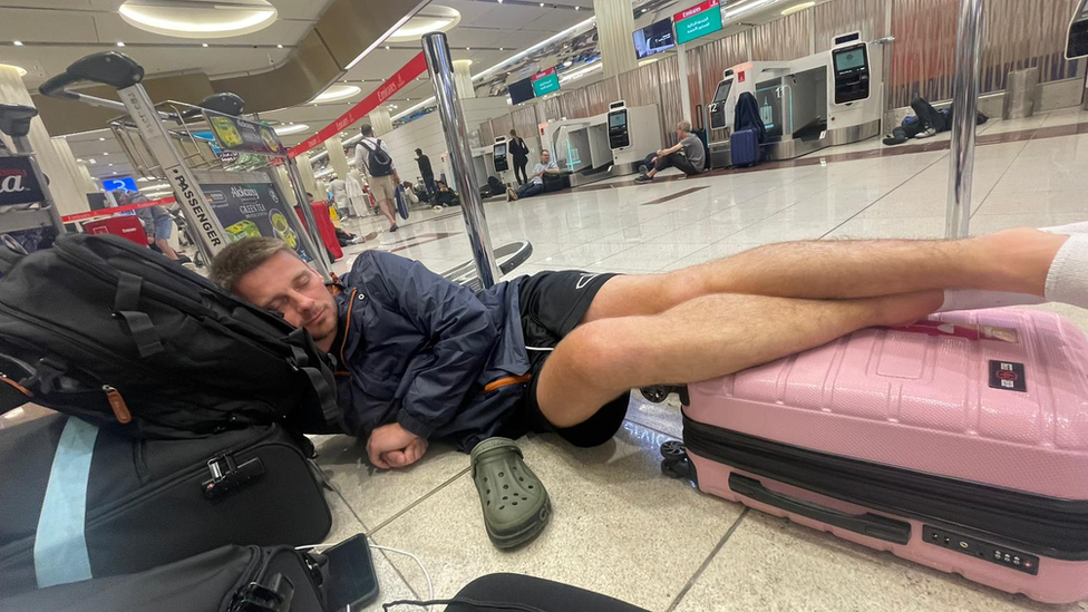 Jonathan Finchett pictured at Dubai International Airport.