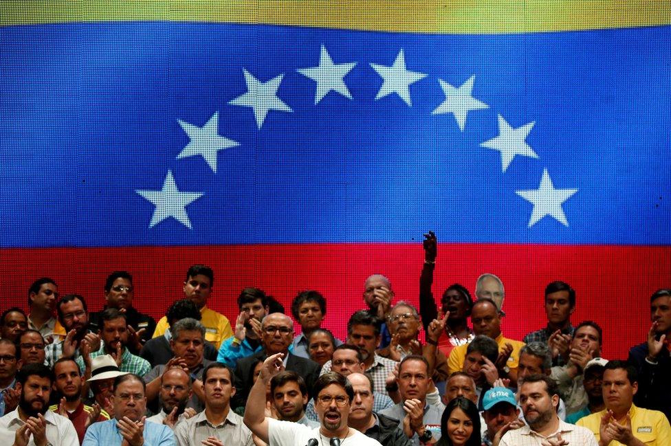 Opposition leader Freddy Guevara addresses a rally in Caracas. 17 July 2017