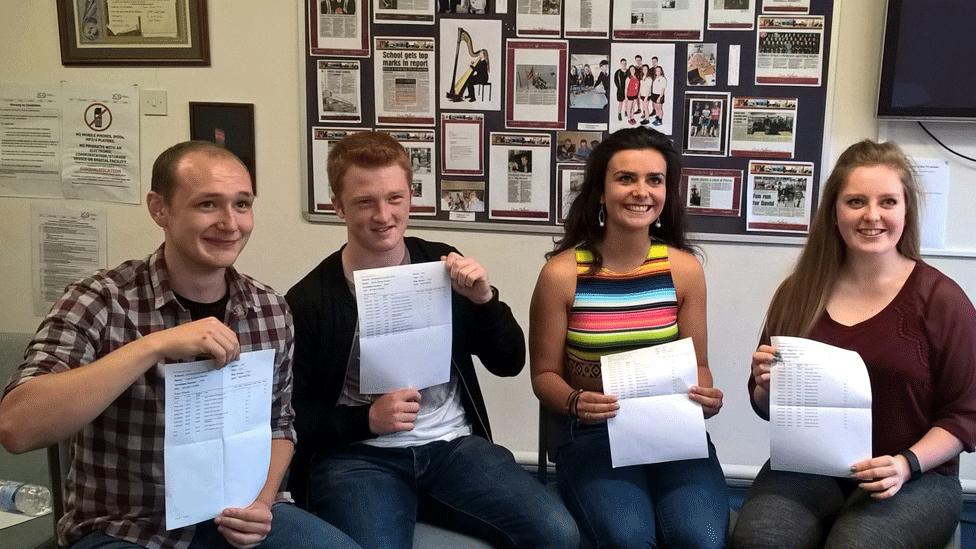 A Level students at Ysgol Eirias in Colwyn Bay celebrating record results