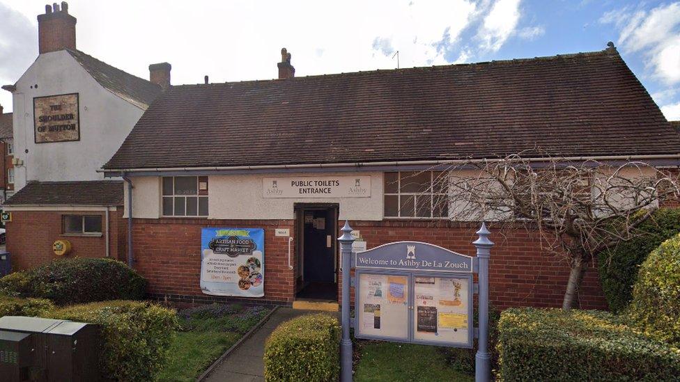 Contactless payment system in public toilets, in Ashby, Leicestershire