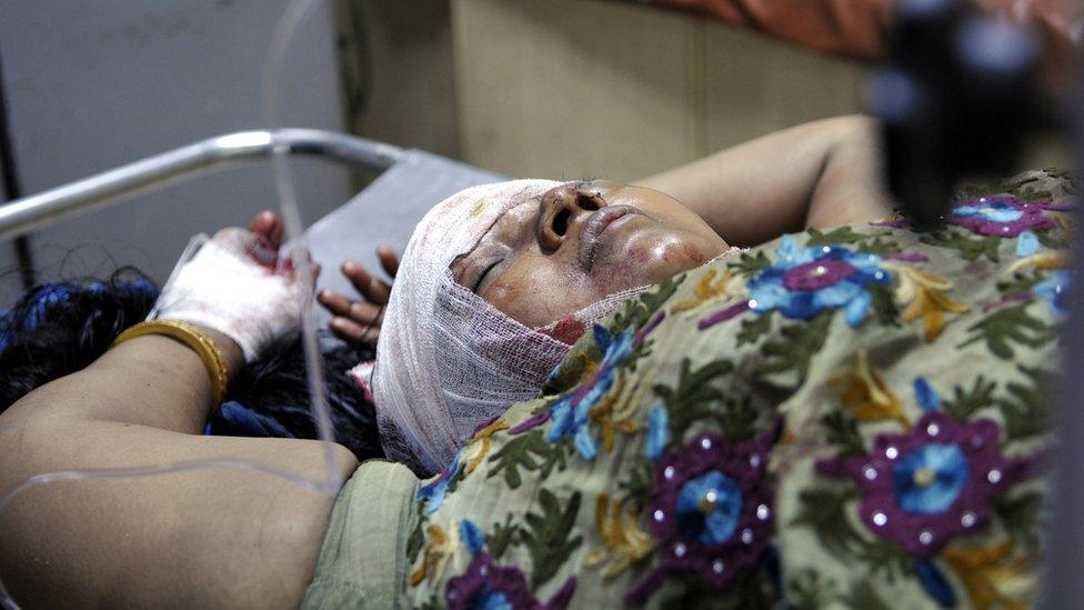 A woman injured in Muzaffarnagar riots in September 2013